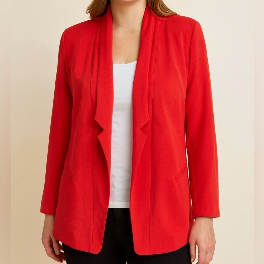 Eliza J Coral Orange Open Classic Women’s Artsy Old Money Blazer Sz S